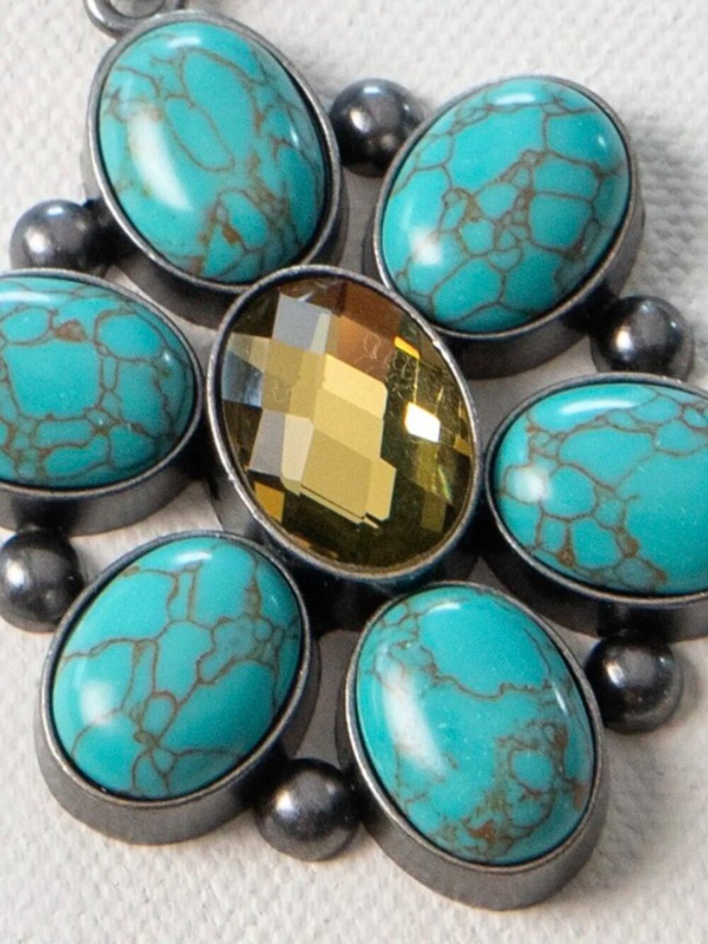 NWT Natural Life Boho Necklace Long with Turquoise Style Flower and Silver Chain - Picture 2 of 8